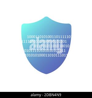 Sicherheitsdatenkonzept. Schutz von Informationen. Isolierte Abschirmung mit Binärcode. Vektordarstellung auf weißem Hintergrund isoliert. Stock Vektor