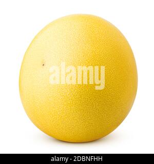 Gelber Pomelo, isoliert auf weißem Hintergrund, Beschneidungspfad, volle Schärfentiefe Stockfoto