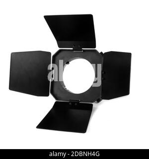 studio Flash Scheune Tür über weiß Stockfoto