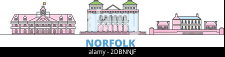 Vereinigte Staaten, Norfolk Linie Stadtbild, flache Vektor. Travel City Wahrzeichen, oultine Illustration, Linie Welt Symbole Stock Vektor