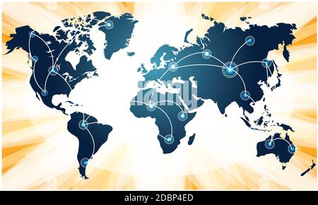 Die ganze Welt ist auf abstraktem Hintergrund miteinander verbunden Stockfoto