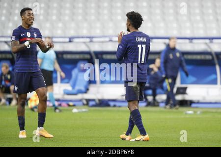 Kingsley Coman (FRA) erzielte ein Tor, Feier mit Presnel Kimpembe (FRA) während der UEFA Nations League Fußballspiel zwischen Frankreich und Schweden am 17. November 2020 im Stade de France in Saint-Denis, Frankreich - Foto Stephane Allaman / DPPI / LM Stockfoto