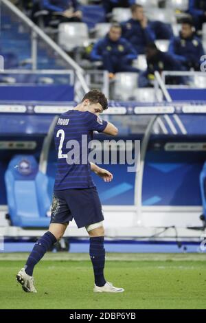 Benjamin Pavard (FRA) reagierte nach einem Tor beim Fußballspiel der UEFA Nations League zwischen Frankreich und Schweden am 17. November 2020 im Stade de France in Saint-Denis, Frankreich - Foto Stephane Allaman / DPPI / LM Stockfoto