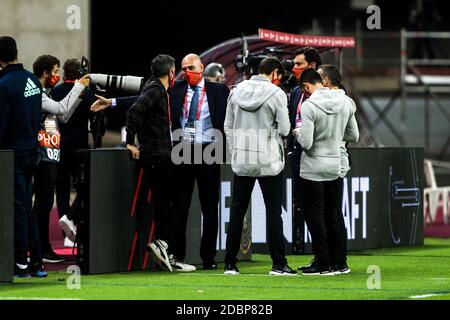 Luis Rubiales, Präsident von RFEF, und Luis Enrique Martinez, Cheftrainer Spaniens beim Fußballspiel der UEFA Nations League zwischen Spanien und Deutschland am 17. November 2020 im La Cartuja Stadion in Sevilla, Spanien - Foto Joaquin Corchero / Spanien DPPI / DPPI / LM Stockfoto