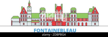 Frankreich, Fontainebleau Linie Stadtbild, flache Vektor. Travel City Wahrzeichen, oultine Illustration, Linie Welt Symbole Stock Vektor