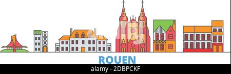 Frankreich, Rouen Linie Stadtbild, flache Vektor. Travel City Wahrzeichen, oultine Illustration, Linie Welt Symbole Stock Vektor