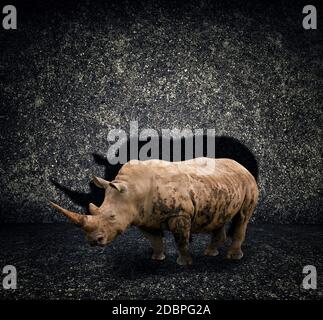 Rhino auf dunklem abstrakten Baackground Stockfoto