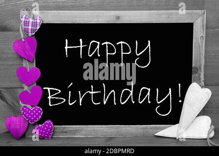 Schiefertafel Mit Englischen Text Happy Birthday Und Blauen Herzen Holz Hintergrund Mit Vintage Rustikal Oder Retro Style Schwarz Weiss Bild Mit Farbigen Hot Spots Stockfotografie Alamy