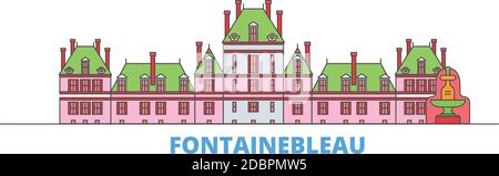 Frankreich, Fontainebleau Landmark Linie Stadtbild, Flachvektor. Travel City Wahrzeichen, oultine Illustration, Linie Welt Symbole Stock Vektor