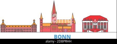 Deutschland, Bonn Linie Stadtbild, flache Vektor. Travel City Wahrzeichen, oultine Illustration, Linie Welt Symbole Stock Vektor