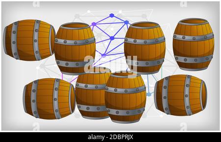 Whisky-Fass aus Holz auf abstraktem Kunsthintergrund Stockfoto