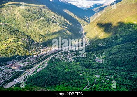 Blick auf das Tal de la Maurienne, französische Alpen Stockfoto