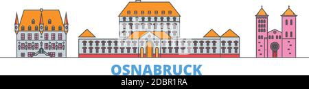 Deutschland, Osnabruck Linie Stadtbild, flache Vektor. Travel City Wahrzeichen, oultine Illustration, Linie Welt Symbole Stock Vektor