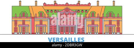 Frankreich, Versailles Linie Stadtbild, flache Vektor. Travel City Wahrzeichen, oultine Illustration, Linie Welt Symbole Stock Vektor