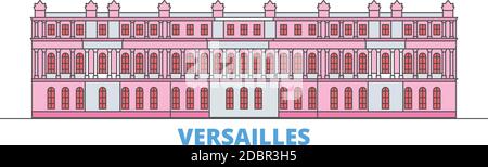 Frankreich, Versailles Landmark Linie Stadtbild, flache Vektor. Travel City Wahrzeichen, oultine Illustration, Linie Welt Symbole Stock Vektor