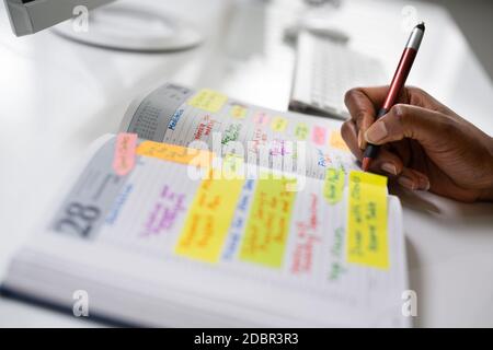 Agenda Zeitplan Für Den Besprechungsplan Im Persönlichen Organisator Stockfoto