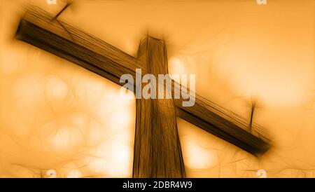 Das Kreuz am Ende zwei Nägel gemacht in 3d software Stockfoto