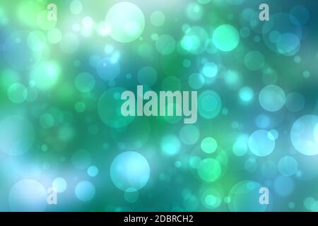 Abstrakt Verlauf grün hell türkis blau glänzend verschwommen Hintergrund Textur mit kreisförmigen Bokeh Lichter in sanften Farben Stil. Wunderschöne Kulisse. Spac Stockfoto