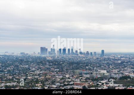 Nebel in der Innenstadt von Los Angeles, Kalifornien Stockfoto