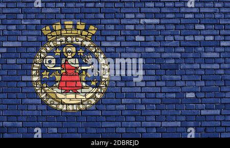 Flagge von Oslo auf Mauer gemalt Stockfoto