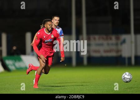 HARTLEPOOL, ENGLAND. 17. NOVEMBER Jamie Rekord von Wrexham während des Vanarama National League Spiels zwischen Hartlepool United und Wrexham im Victoria Park, Hartlepool am Dienstag, 17. November 2020. (Quelle: Mark Fletcher - MI News ) Stockfoto