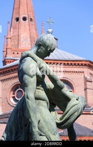 Bydgoszcz, Polen - 26. Juni 2020: Sintflutbrunnen, monumentale Skulptur Brunnen stellt den Höhepunkt Moment der biblischen Flut Stockfoto