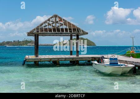 Marara Beach nahe Sofitel Hotel, Bora Bora, Französisch-Polynesien, Ozeanien Stockfoto