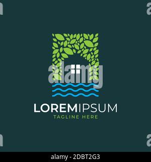 Green House Logo Design Vektor Vorlage Stock Vektor