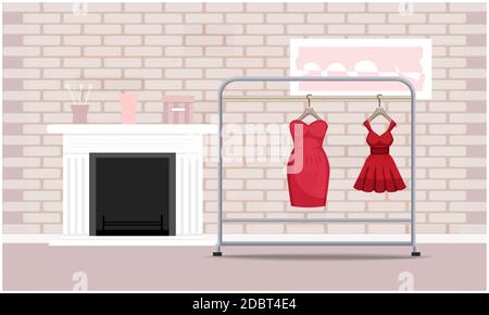 Mock up Illustration von Mode-Kleid auf abstraktem Hintergrund Stockfoto