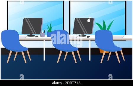 Mock-up-Illustration des leeren Arbeitsplatzes im Büro Stockfoto