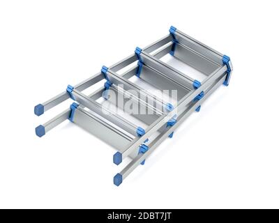 Faltbare Aluminium-Trittleiter auf weißem Hintergrund Stockfoto
