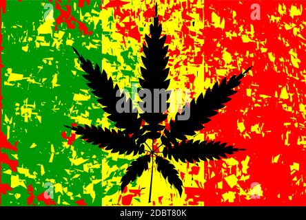 Rastafari Flagge mit abstrakten FX und Blatt in schwarz Stockfoto