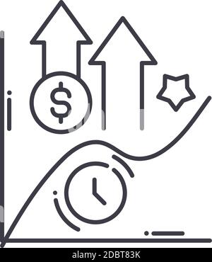 Yield Curve Symbol, lineare isolierte Illustration, dünne Linie Vektor, Web-Design-Zeichen, Kontur Konzept Symbol mit editierbaren Kontur auf weißem Hintergrund. Stock Vektor