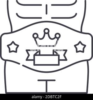 Wrestling Gürtel Symbol, lineare isolierte Illustration, dünne Linie Vektor, Web-Design-Zeichen, Kontur Konzept Symbol mit editierbaren Strich auf weißem Hintergrund Stock Vektor