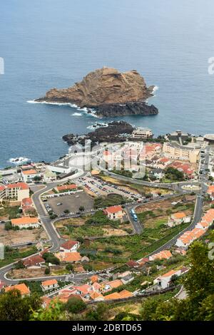 Panoramablick auf Porto Moniz, Madeira, Portugal Stockfoto