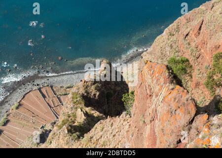 Die Felswand von Cabo Girao, direkt vom Aussichtspunkt aus gesehen. Madeira. Portugal Stockfoto