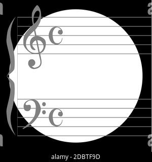 Einen schwarzen und weißen Kreis mit der einen musikalischen Daube Vordergrund Stockfoto