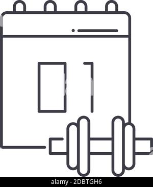 Sport Schedule Symbol, lineare isolierte Illustration, dünne Linie Vektor, Web-Design-Zeichen, Kontur Konzept Symbol mit editierbarer Kontur auf weißem Hintergrund. Stock Vektor
