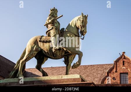 Jan Wellem Denkmal auf dem Marktplatz in Düsseldorf Stockfoto