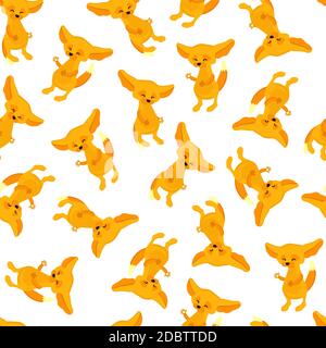 fuchs mit großen Ohren. Tiere Muster nahtlose Vektor-Illustration. Textil-Design. Stockfoto