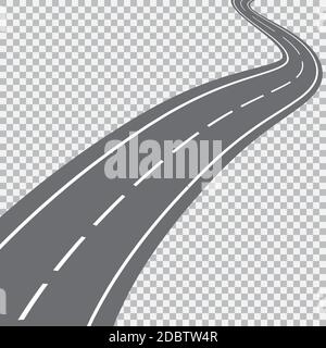 Geschwungene Straße mit weißen Abzeichen. Vector Illustration Stockfoto