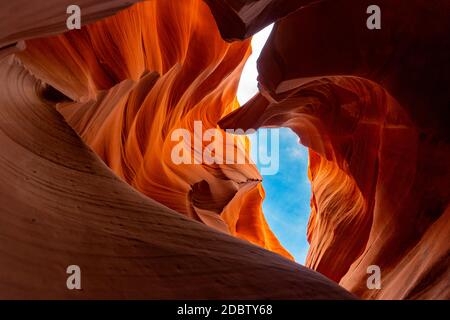 Lower Antelope Canyon oder Corkscrew Slot Canyon Nationalpark in der Navajo Reservation in der Nähe von Page, Arizona USA. Antelope Canyon ist die Landma der Vereinigten Staaten Stockfoto