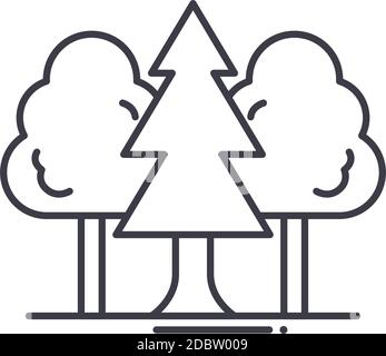 Woodland Symbol, lineare isolierte Illustration, dünne Linie Vektor, Web-Design-Zeichen, Kontur Konzept Symbol mit editierbaren Strich auf weißem Hintergrund. Stock Vektor