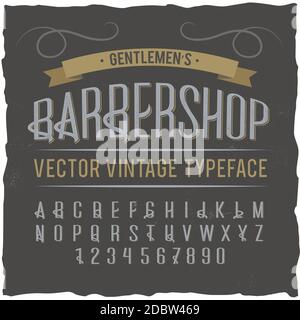 Vintage Label-Schrift namens 'Barbershop'. Gute handgefertigte Schrift für jedes Label-Design. Stock Vektor