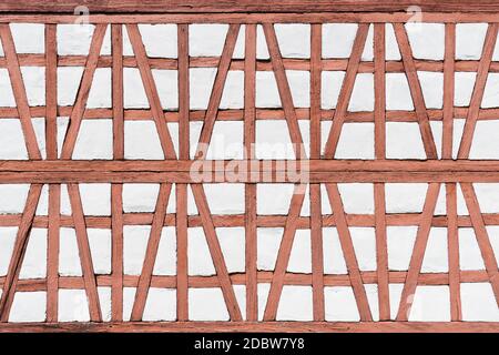 Detail einer Fachwerkfassade eines alten Modellbauhauses Stockfoto