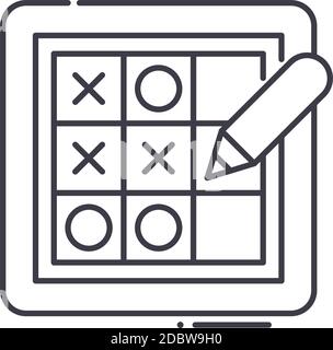 TicTacToe Icon, lineare isolierte Illustration, dünner Linienvektor, Webdesign-Zeichen, Umrisskonzept-Symbol mit editierbarer Kontur auf weißem Hintergrund. Stock Vektor