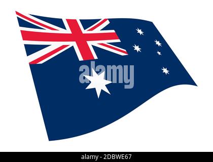 Eine Australien winkende Flagge 3d Illistration Grafik isoliert auf weiß Mit Beschneidungspfad Stockfoto