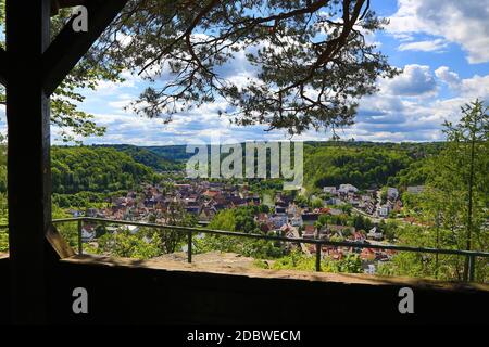 Stadtbild von Sulz am Neckar von oben Stockfoto