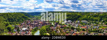 Stadtbild von Sulz am Neckar von oben Stockfoto