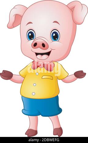 Vektor-Illustration von Cartoon Schwein hebt seine Arme Stock Vektor